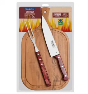 Servírovací set Tramontina Polywood BBQ - 3 ks - červený