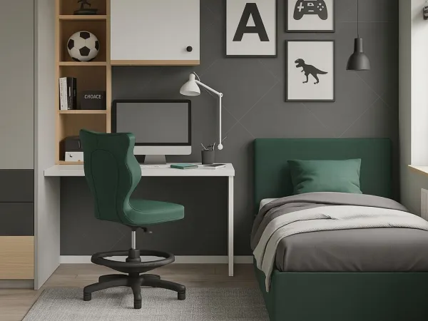 Ergonomická stolička pre deti k písaciemu stolu ZELENÁ Zvoľte rozmer: dieťa 133 - 159 cm (výška stola 70 - 82 cm)