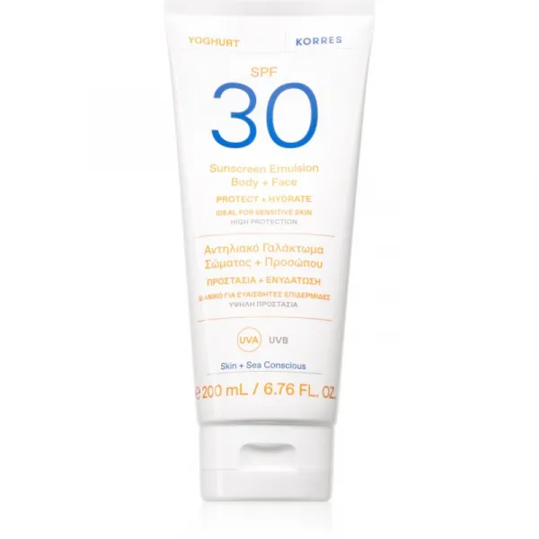 Korres Yoghurt Sunscreen opaľovacia emulzia na tvár a telo SPF 30 200 ml