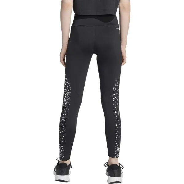 adidas TRAINING ESSENTIALS GLAM PRINT LEGGINS Dievčenské športové legíny, čierna, veľkosť