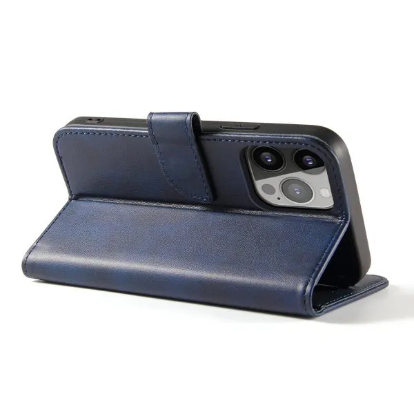 MG Magnet knižkové kožené puzdro na iPhone 14 Pro Max, modré