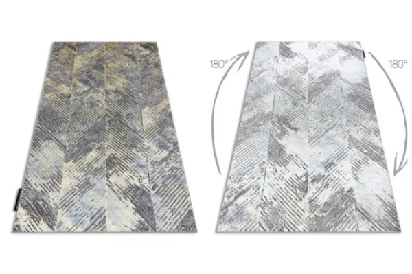 Koberec DE LUXE 2087 Jodelka Chevron vintage - zlatý / sivý