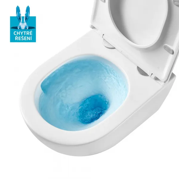 Mereo WC závesné kapotované, Smart Flush RIMLESS, 490x370x360, keramické, vr. sedátka CSS126 VSD82T2