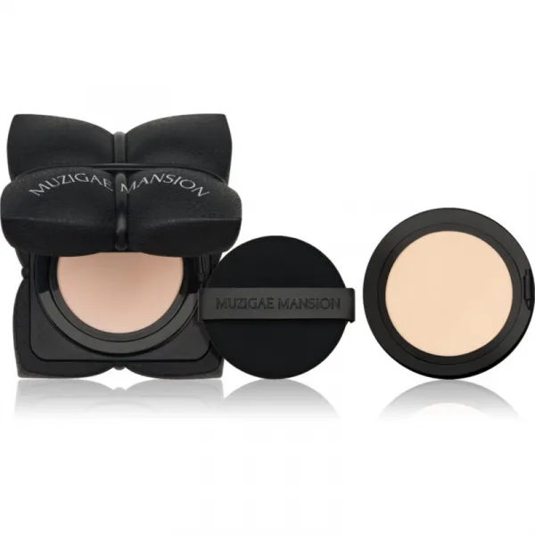 MUZIGAE MANSION Sleek Matt Cushion dlhotrvajúci make-up v hubke SPF 50+ + náhradná náplň odtieň N21 2x15 g