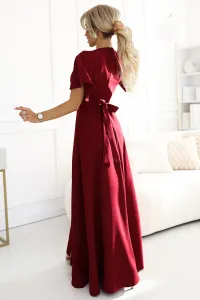 Numoco Jennifer – elegantné dlhé šaty s rukávikom a rozparkom 581-8 Farba: Čierna, Veľkosť: M