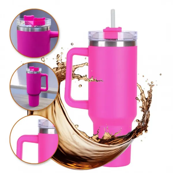 Livefy pohár so slamkou Happycup 1l, ružový