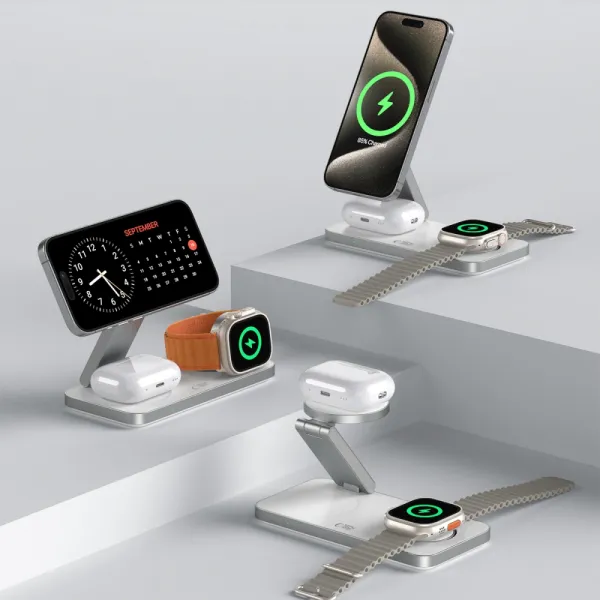 Tech-Protect A47 MagSafe bezdrôtová nabíjačka na mobil / AirPods / Apple Watch 15W, biela