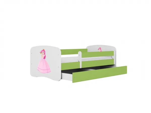 Kocot kids Detská posteľ Babydreams princezná zelená, variant 80x180, se šuplíky, s matrací