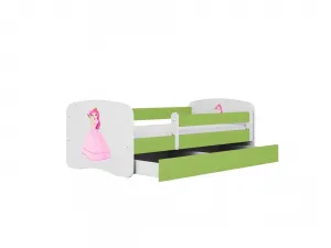 Kocot kids Detská posteľ Babydreams princezná zelená, variant 80x180, se šuplíky, s matrací