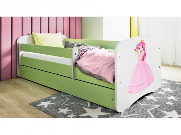 Kocot kids Detská posteľ Babydreams princezná zelená, variant 80x180, se šuplíky, s matrací