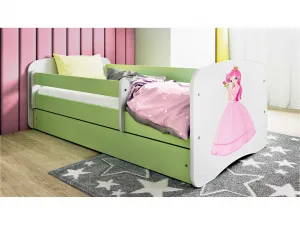 Kocot kids Detská posteľ Babydreams princezná zelená, variant 80x180, se šuplíky, s matrací