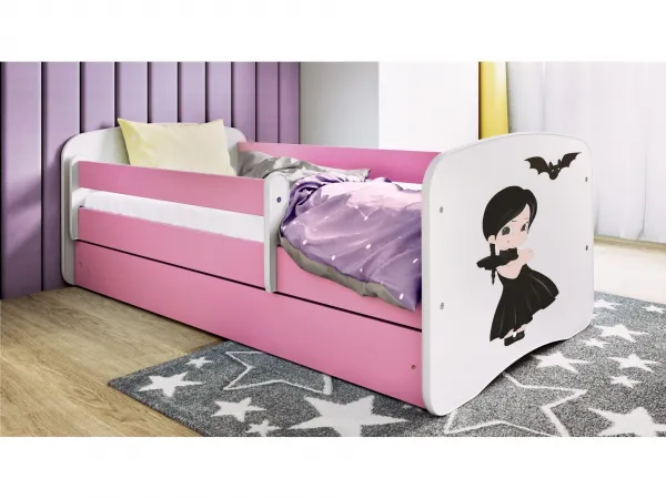 Kocot kids Detská posteľ Babydreams temná princezná ružová, variant 80x180, se šuplíky, s matrací