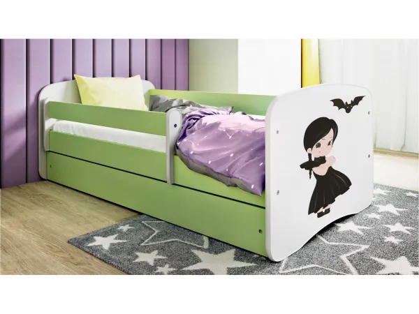 Kocot kids Detská postieľka Babydreams temná princezna zelená, variant 80x180, se šuplíky, s matrací