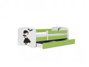 Kocot kids Detská postieľka Babydreams temná princezna zelená, variant 80x180, se šuplíky, s matrací