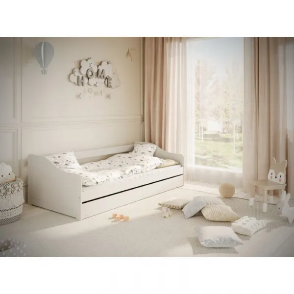 Kocot kids Detská posteľ Blanka 200x90 cm s matracom a výsuvnou prístelkou biela