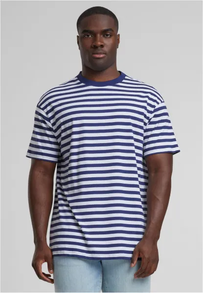Men's T-shirt Regular Stripe - white/dark blue