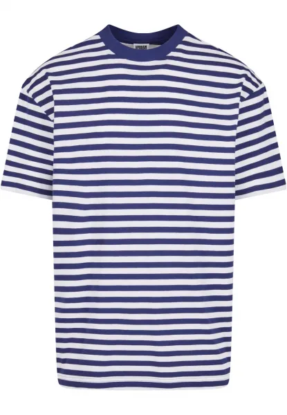 Men's T-shirt Regular Stripe - white/dark blue
