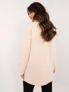 Ecru double-breasted alpaca coat with pockets