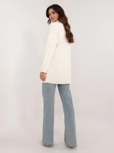 Ecru elegant alpaca coat with stand-up collar