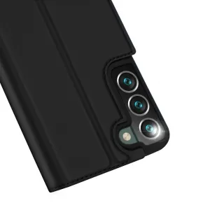 DUX DUCIS Skin Pro knižkové kožené puzdro na Samsung Galaxy S22 Plus, čierne