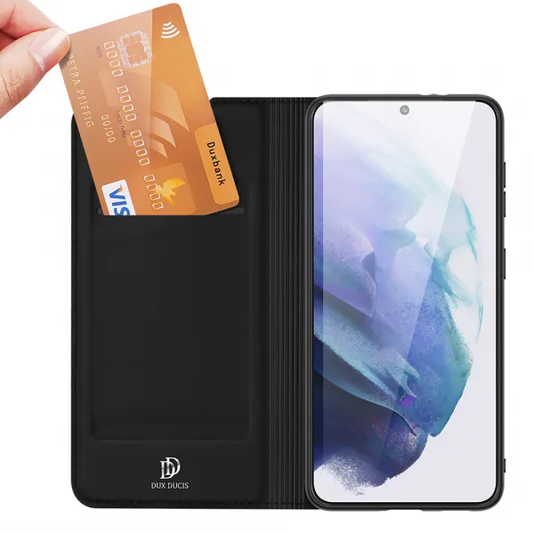 DUX DUCIS Skin Pro knižkové kožené puzdro na Samsung Galaxy S22 Plus, čierne