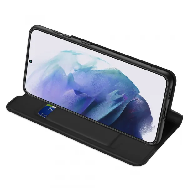 DUX DUCIS Skin Pro knižkové kožené puzdro na Samsung Galaxy S22 Plus, čierne