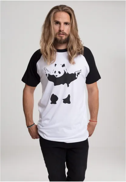 Brandalised - Banksy ́s Graffiti Panda Raglan Tee wht/blk