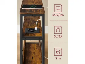 SONGMICS Odkládací stolek s USB Vasagle Jinad hnědý