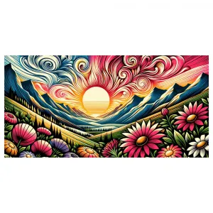 Obraz pestrofarebné hory pri východe slnka