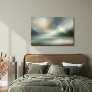 Obraz zahmlená panoráma s vodnou hladinou