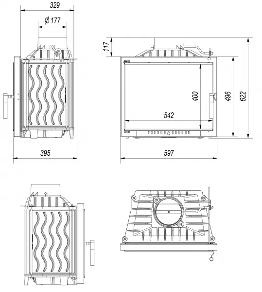 Kratki Antek DECO 10 kW - krbová vložka rovná ANTEK/DECO