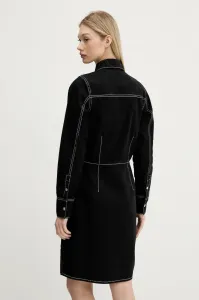 Rifľové šaty Karl Lagerfeld Jeans čierna farba, midi, rovný strih, A3W13015
