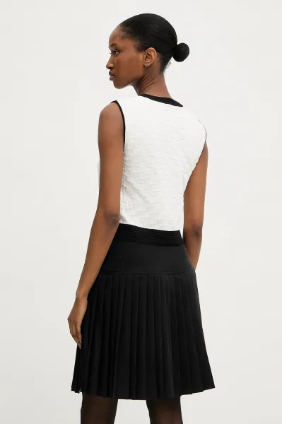 Sveter Karl Lagerfeld Contrast Sleeveless Knit Top Off White