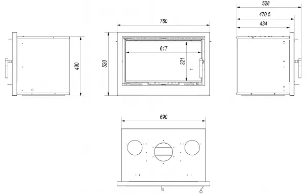 Kratki ARKE 70, čierne ohnisko - krbová kazeta s ventilátorom KASETA/ARKE/70/BLACK