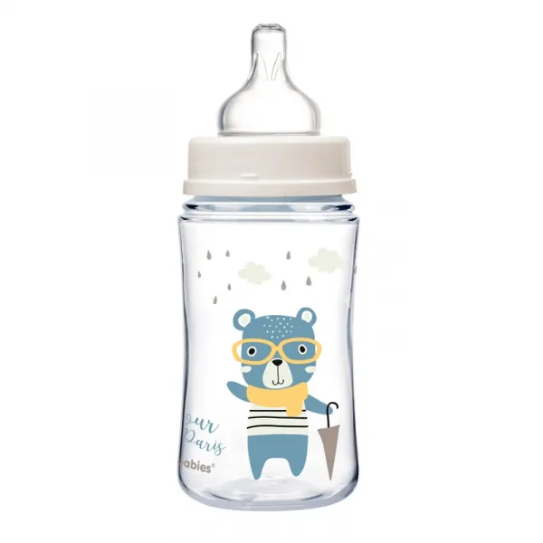 CANPOL BABIES Fľaša so širokým hrdlom Bonjour Paris 240 ml modrá