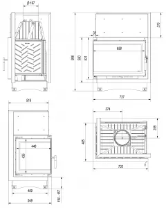 Kratki Zuzia ECO 12 kW BS DECO ľavá - krbová vložka rohová ZUZIA/ECO/L/BS/DECO