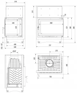 Kratki Zuzia ECO 12 kW BS DECO pravá - krbová vložka rohová ZUZIA/ECO/P/BS/DECO