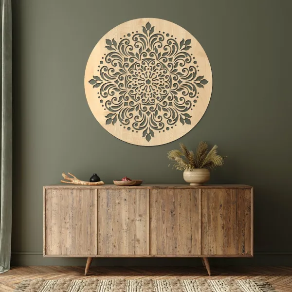 Okrúhla drevená 3D mandala - Afrodita