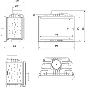 Kratki Wiktor DECO 14 kW - krbová vložka rovná WIKTOR/DECO