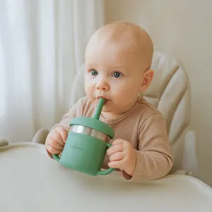 Detský silikónový hrnček 2v1 New Baby zelený
