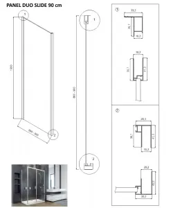 BESCO - Bočný panel k sprchovým dverám DUO SLIDE BLACK - FARBA rámu - Čierna, Rozmer A - 90, Rozmer C - 195, Smer zatvárania - Univerzálne Ľavé / Pravé, Výplň - Číre bezpečnostné sklo - 6 mm BCDUOSL90PSBC