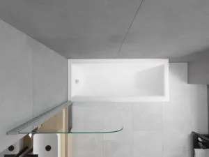 MEXEN/S - Cubik obdĺžniková vaňa 170 x 70 cm s panelom + vaňová zástena 75, transparent, chróm 550317070X9007510100