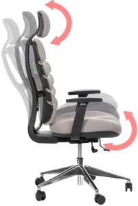 MERCURY Ergonomická kancelárska stolička SPINE tmavo sivá, s opierkou hlavy
