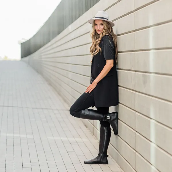 Barefoot vysoké čižmy GLAM Black Vegan