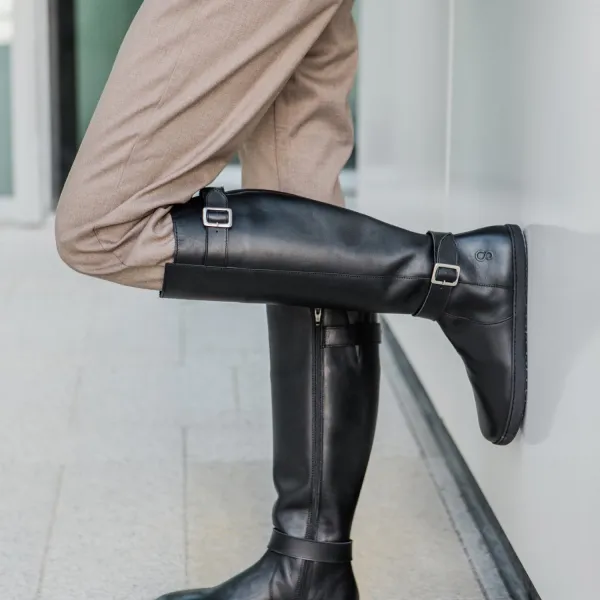 Barefoot vysoké čižmy GLAM Black Vegan