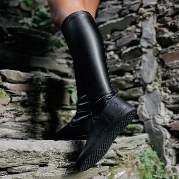 Barefoot vysoké čižmy STRETCHY Black vegan