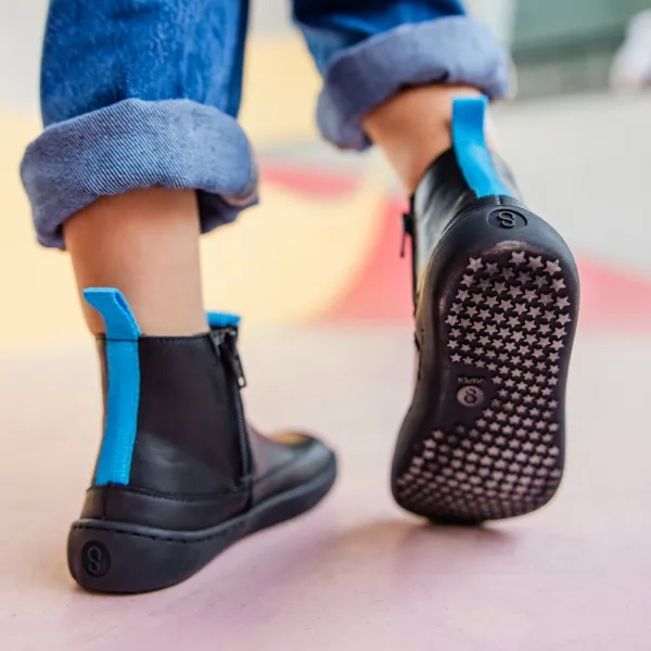Detské barefoot Chelsea čižmy VICTORY Mini, Black & Blue