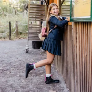 Detské barefoot Chelsea čižmy VICTORY Mini, Black & Pink