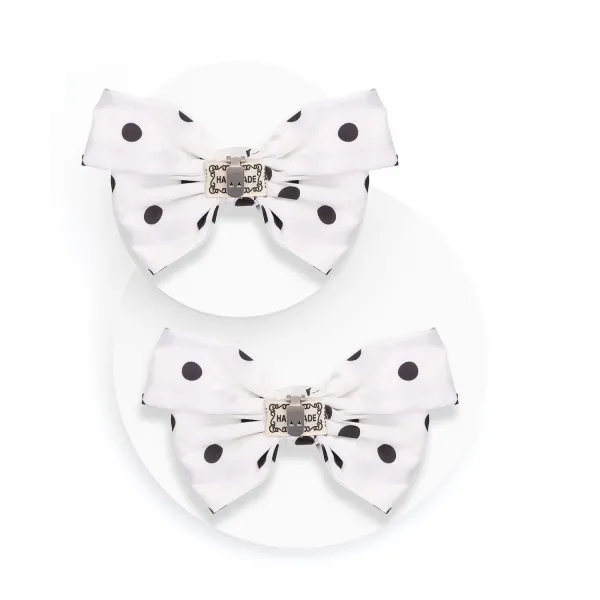 Ozdoby na klip veľké mašle white with dots