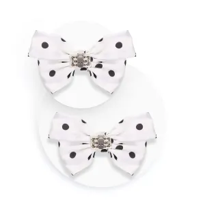 Ozdoby na klip veľké mašle white with dots